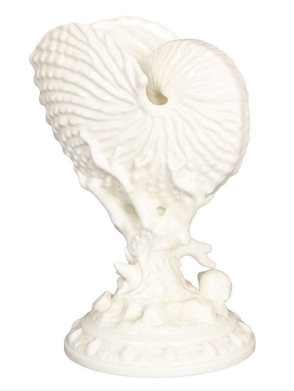 Royal Worcester White Sea Nautilus Sculpture Blanc De Chine Planter Vase